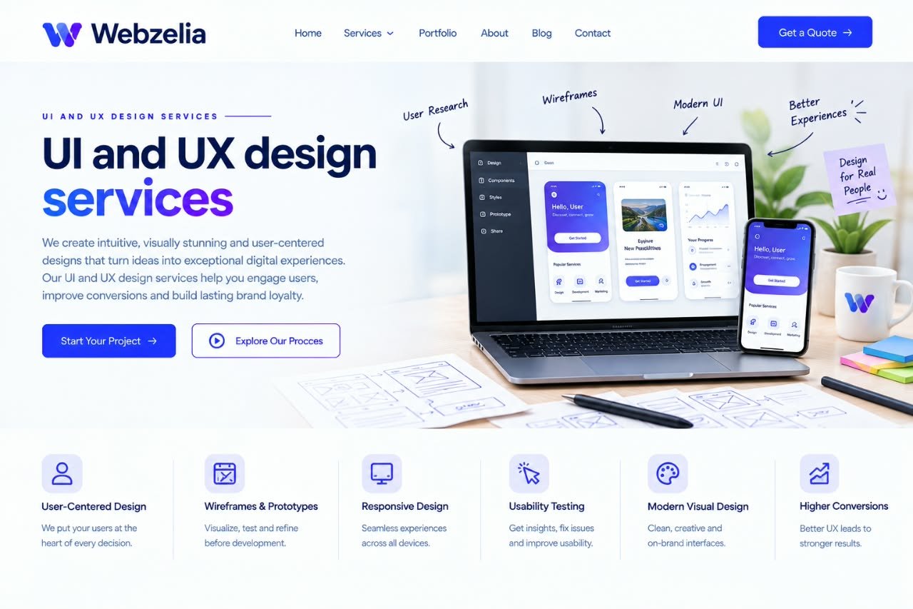 UI and UX design services by Webzelia